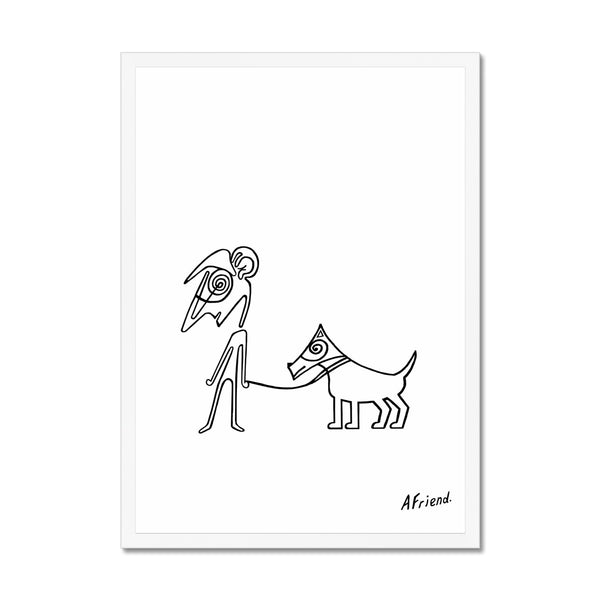 A boy and his dog Framed Print
