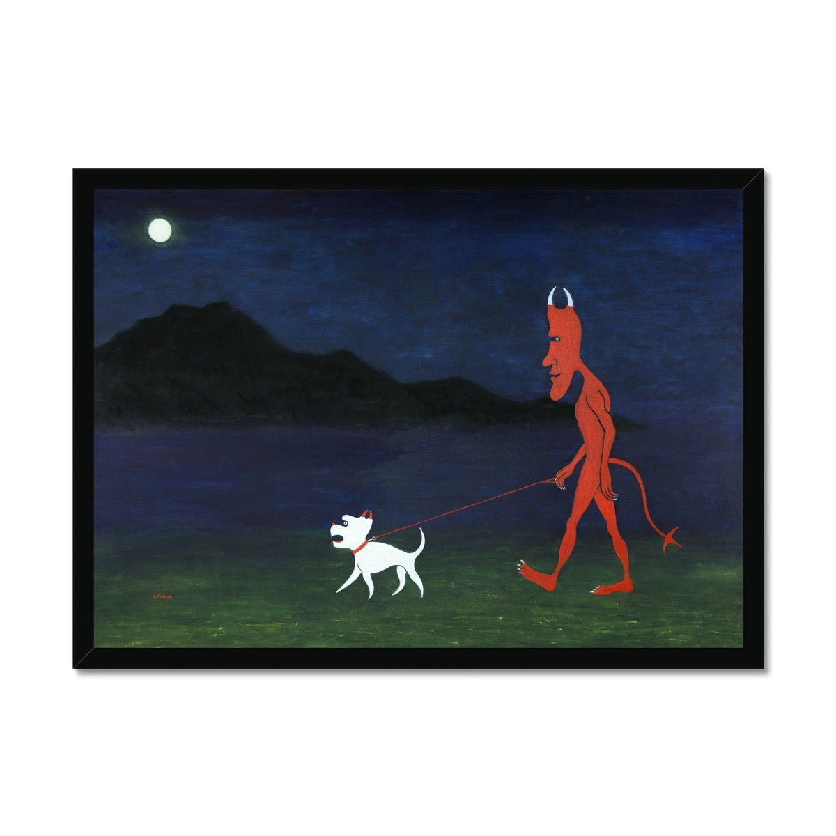 The Devil and his dog, out for an evening walk Framed Print